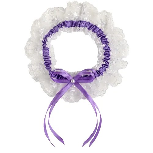 Подвязка Свадебная мечта, размер XXS, белый, фиолетовый