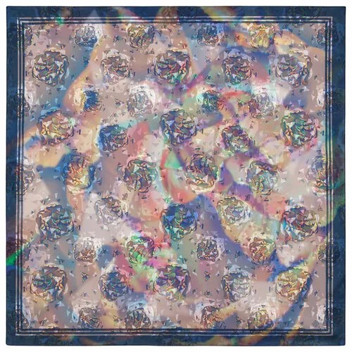 Платок Павловопосадская платочная мануфактура,80х80 см, синий, мультиколор