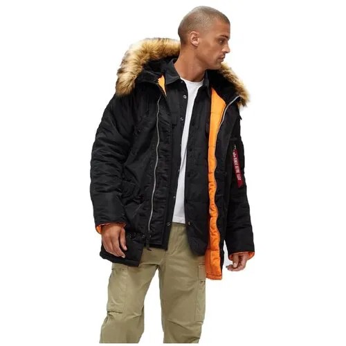 Куртка аляска Alpha Industries Slim Fit N-3B Parka, black-orange (размер: m, российский размер: 48)