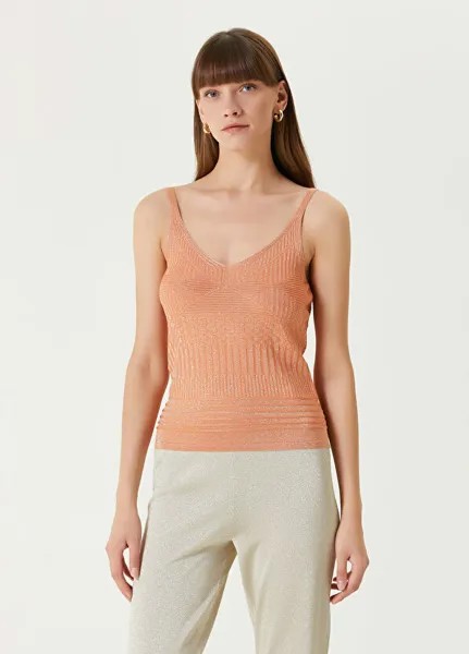 Золотисто-Оранжевая фактурная блузка с блестками Missoni, оранжевый