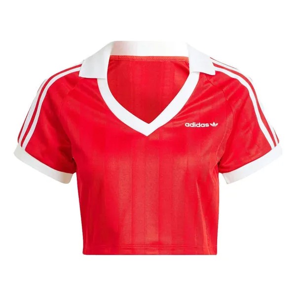 Футболка поло футбольный укороченный топ Adidas, алый