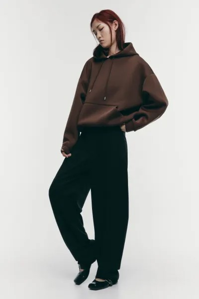 Худи oversize из неопрена с утяжками по низу