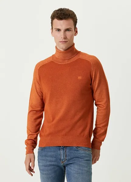 Оранжевый шерстяной свитер с высоким воротником Etro