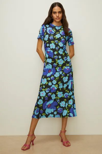 Облегающее платье миди из джерси с цветочным принтом и вырезом на спине Oasis, мультиколор