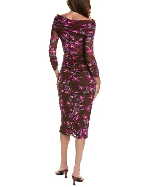 Платье миди из цельментина Diane von Furstenberg, фиолетовый