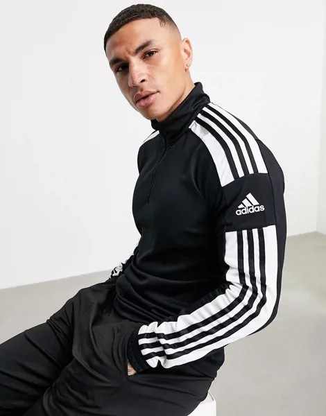 Черный свитшот с короткой молнией adidas Football Squad 21-Черный цвет