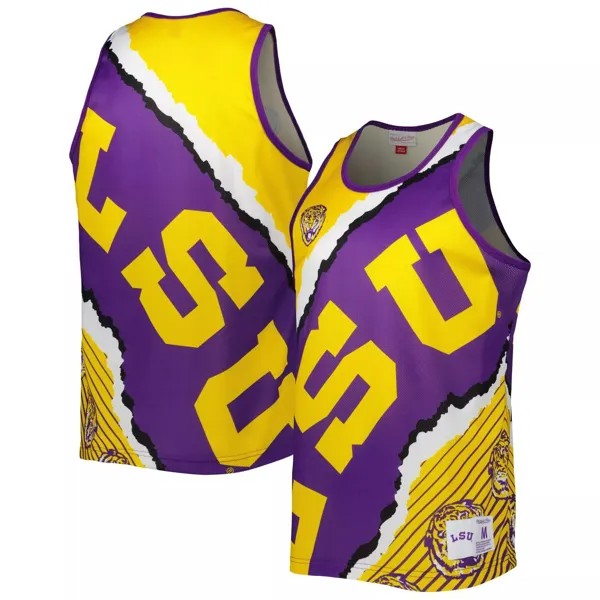 Мужская майка Mitchell & Ness фиолетового/золотого цвета LSU Tigers Jumbotron 2.0 из сублимированной майки