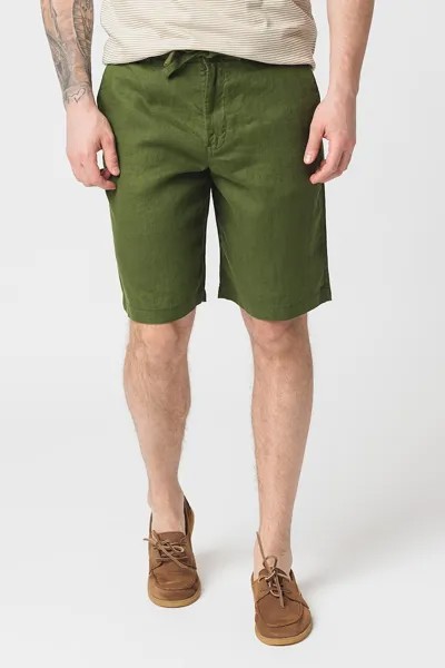 Льняные шорты-бермуды United Colors Of Benetton, зеленый
