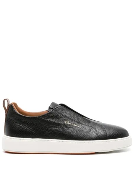 Santoni кожаные слипоны, черный