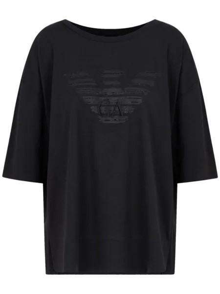Emporio Armani футболка с логотипом и стразами, черный