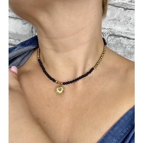 Бусы, гематит, агат, длина 45 см., бордовый