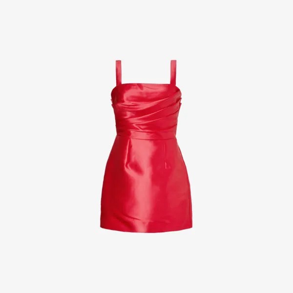 Атласное платье мини без рукавов mikado Zac Posen, красный