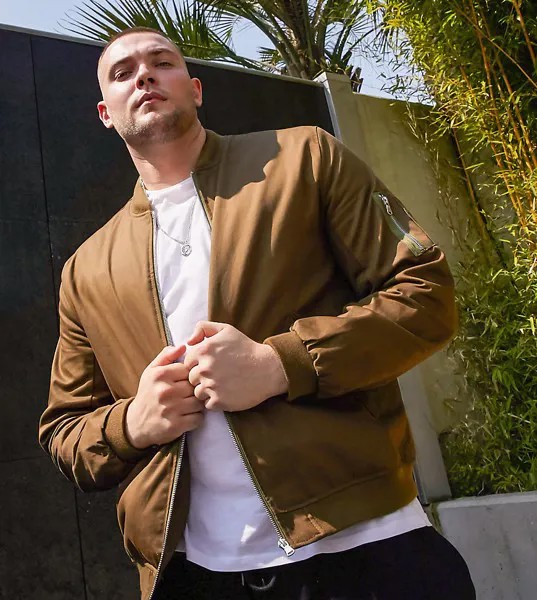 Бомбер цвета хаки с карманом MA1 ASOS DESIGN Plus-Зеленый цвет