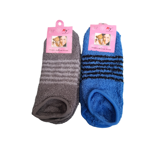 Женские подследники Soft укороченные, утепленные, с силиконовыми вставками, махровые, размер 37/41, голубой, серый