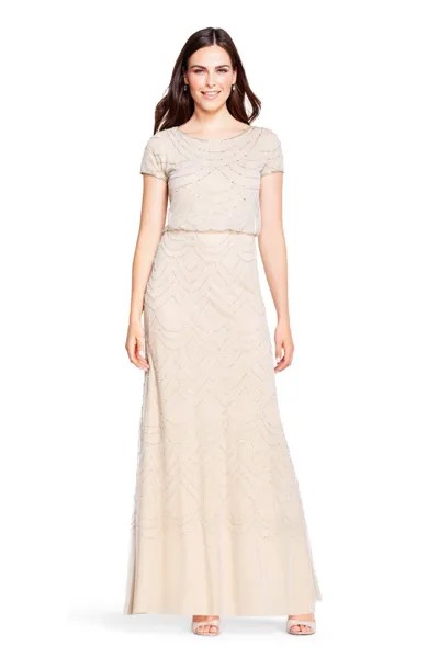 Платье-блузон, расшитое бисером Adrianna Papell, цвет metallics