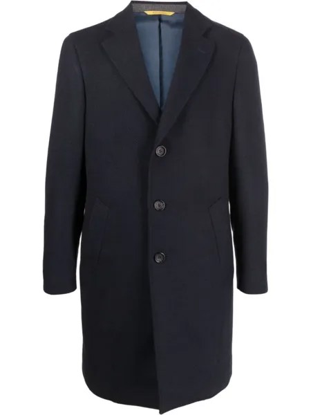 Canali однобортное пальто из шерсти, синий