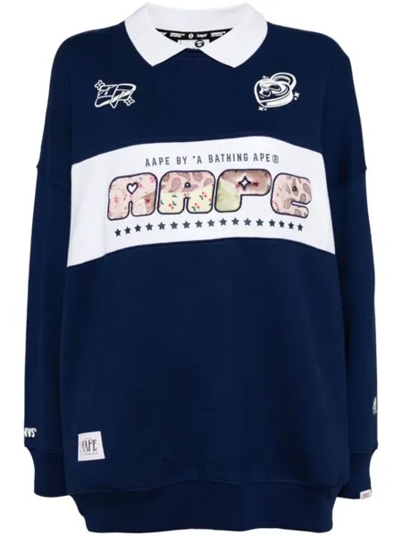 AAPE BY *A BATHING APE толстовка-поло с логотипом, синий