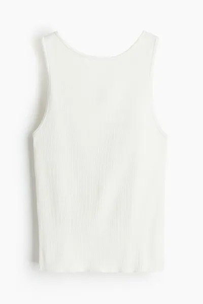 Топ H&M Rib-knit Cross-back Sleeveless, кремовый