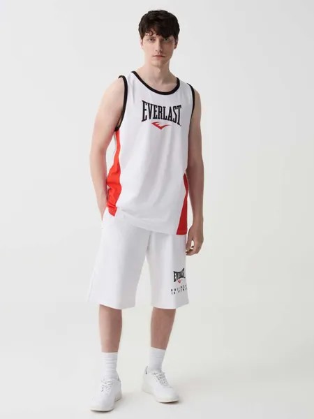 Майка с контрастной окантовкой и логотипом Everlast, цвет black/white/red