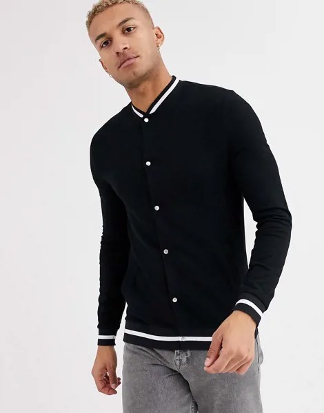 Черный обтягивающий бомбер из органического хлопка ASOS DESIGN