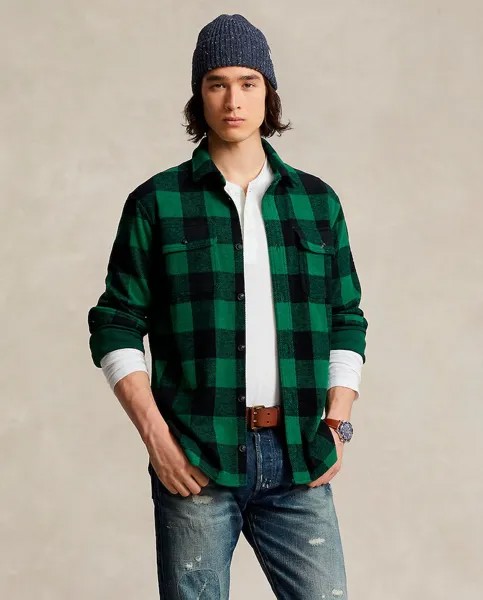Мужская фланелевая рубашка классического кроя с карманами Lauren Ralph Lauren, зеленый