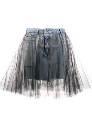 UNRAVEL PROJECT джинсовая юбка с тюлем