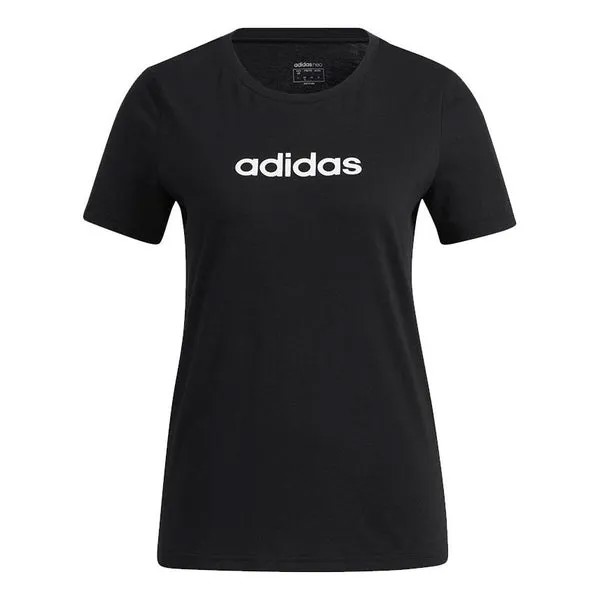 Футболка neo esntl tee1 с принтом логотипа спортивная круглая горловина короткий рукав Adidas, черный