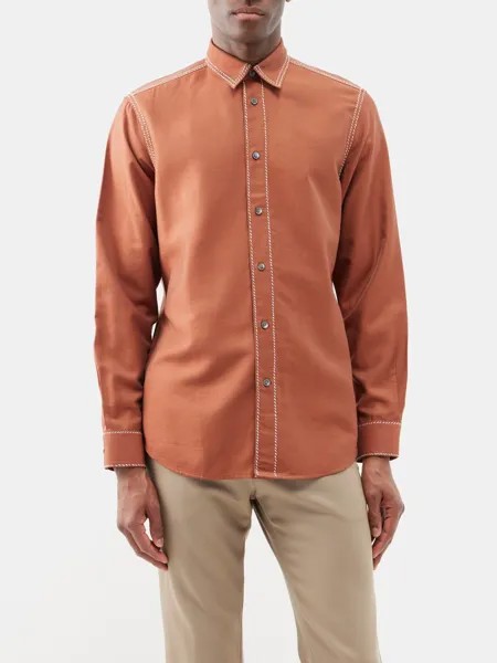 Рубашка из поплина с вышивкой Paul Smith, коричневый