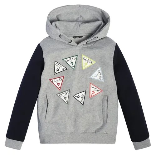 Худи GUESS, средней длины, капюшон, карманы, размер 164, серый