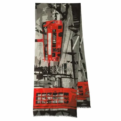Шарф Павловопосадская платочная мануфактура,190х40 см, one size, серый, красный