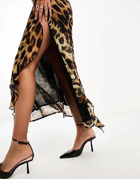 Шифоновое платье макси с леопардовым принтом NA-KD