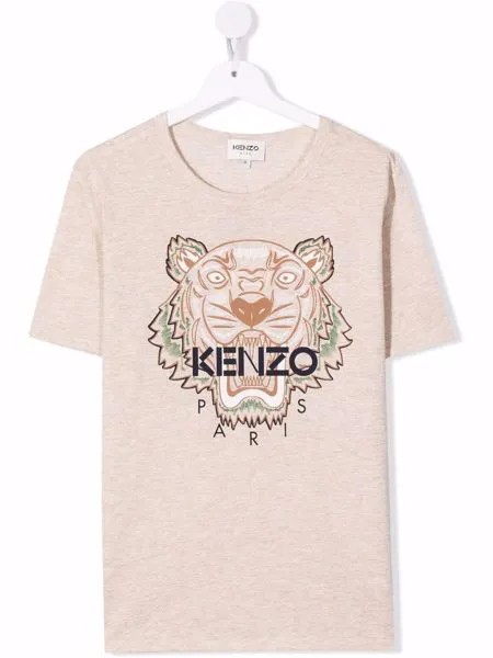 Kenzo Kids tiger logo-print crewneck T-shirt