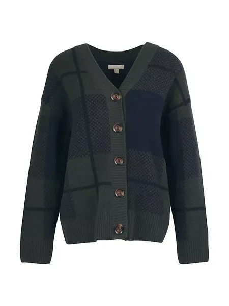 Кардиган из смесовой шерсти в клетку Marie Barbour, цвет black sage tartan