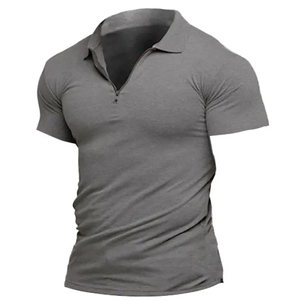 Мужская дышащая потная спортивная тренировочная футболка с коротким рукавом на молнии