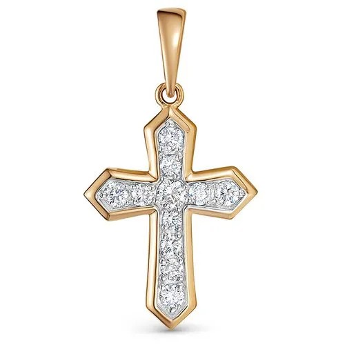 Крестик Vesna jewelry, красное золото, 585 проба, родирование, бриллиант