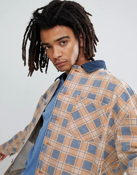Джинсовая oversize-куртка в клетку ASOS DESIGN-Оранжевый