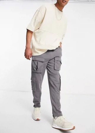 Джоггеры узкого кроя с карманами в утилитарном стиле ASOS 4505-Серый