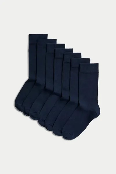 Носки однотонные, 7 пар Marks & Spencer, синий