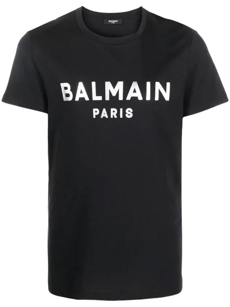 Balmain футболка с логотипом металлик