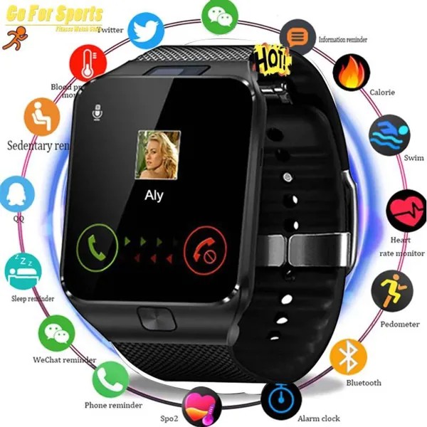 Bluetooth Смарт часы DZ09 Умные часы TF SIM камера Мужчины Женщины Спортивные наручные часы для телефона Android