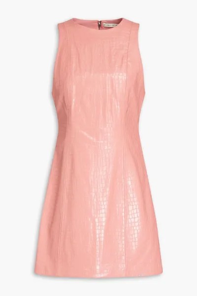 Платье мини Daven из искусственной кожи с тиснением под крокодила ALICE + OLIVIA, античная роза