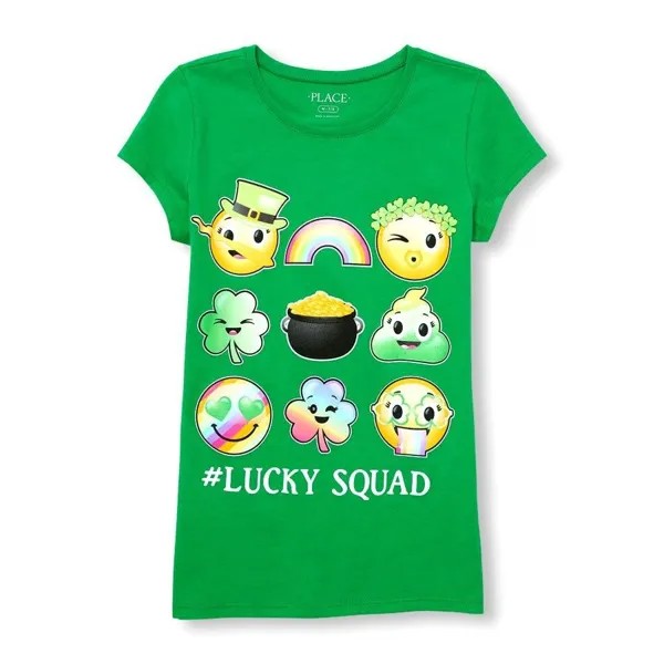ФУТБОЛКА ИЗ ЗЕЛЕНОГО ХЛОПКА TCP #LUCKY SQUAD EMOJI S-XXL, ДЕНЬ СВЯТОГО ПАТРИКА 5/6–16