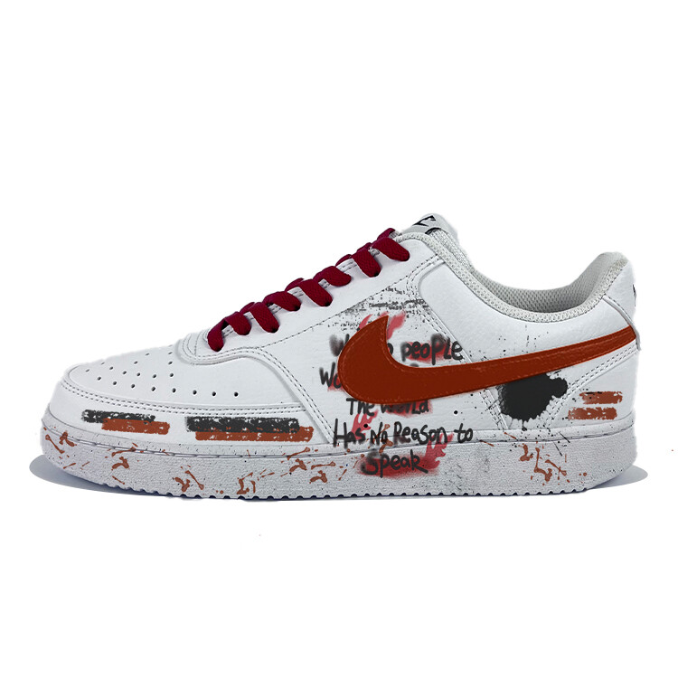 Кроссовки Nike Court Vision 1 Skateboarding Shoes Women's Low-top White, черный/белый/красный