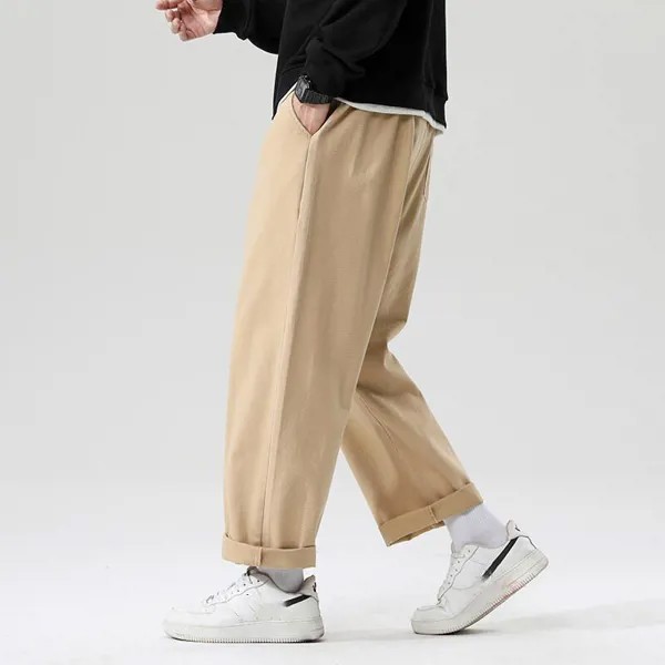 Японская уличная одежда Мужчины Харадзюку Брюки Мужчина Широкие ноги Брюки Хип-хоп Эластичная талия Свободный спорт Повседневные спортивные штаны