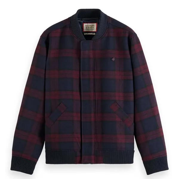 Куртка Scotch & Soda Wool Blend Check Bomber, синий