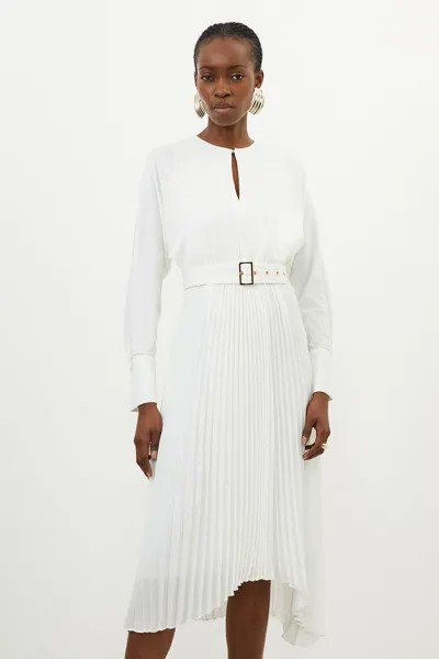 Платье мидакси из джерси Ponte Georgette Karen Millen, белый