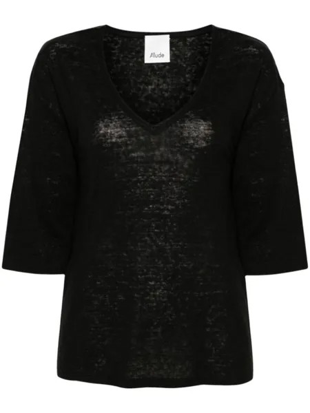 Allude льняной джемпер с V-образным вырезом, черный
