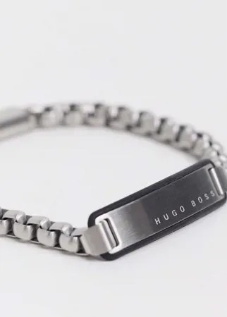 Серебристый браслет-цепочка с подвеской-жетоном Hugo Boss-Серебряный