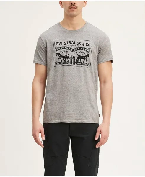 Мужская футболка с круглым вырезом стандартного кроя с графикой 2-horse Levi's, серый