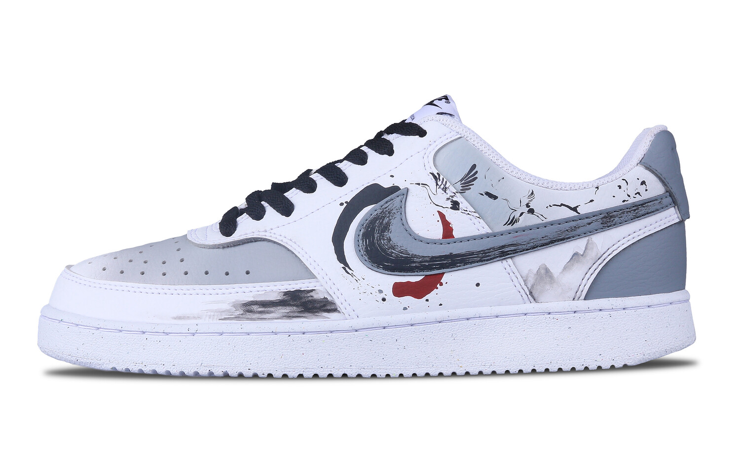 Кроссовки Nike Court Vision 1 Skateboarding Shoes Women's Low-top White, черный/белый
